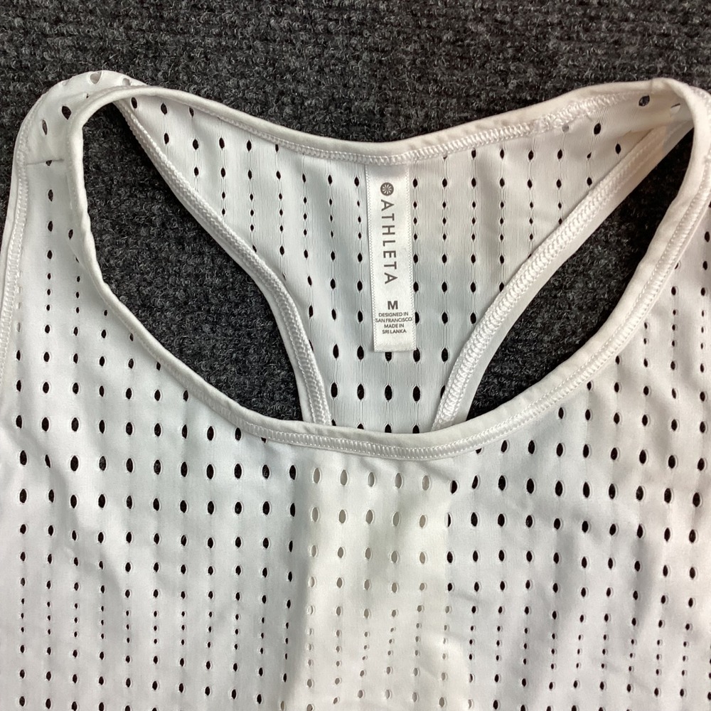 Athleta Womens White Perforated Racerback Mesh Performance Tank Top Medium 203